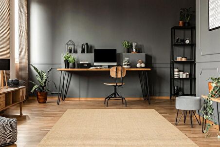 Eko Halı Brooklyn Brk 01 Natural Beıge Jüt Görünümlü Kaymaz Tabanlı Dokuma Modern Kilim