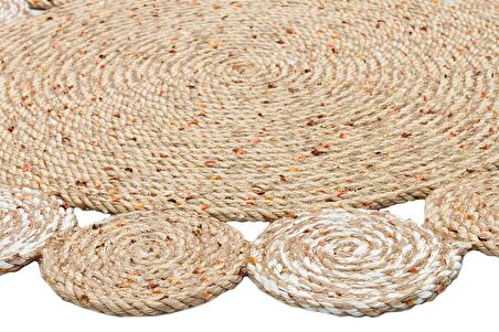 Eko Halı Patna Ptn 03 Natural Whıte Jüt Hasır Görünümlü Hav Toz Vermez Örgü Halı