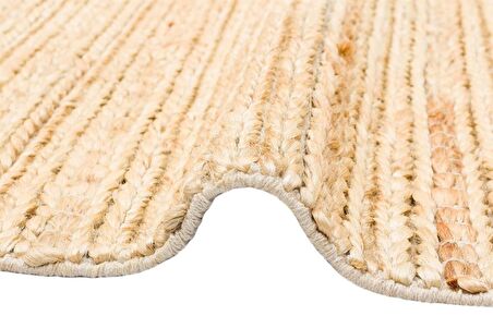 Eko Halı Netra Trıple Cream Xw Farklı Örgü Dokusuna Sahip El Dokuma Naturel Jüt Hasır Halı
