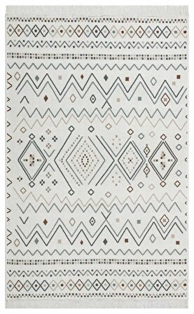 Eko Halı Arya Ar 05 Beıge Blue Yıkanabilir Çift Taraflı Modern Desenli Dokuma Kilim