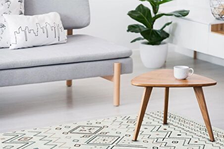 Eko Halı Arya Ar 05 Beıge Blue Yıkanabilir Çift Taraflı Modern Desenli Dokuma Kilim