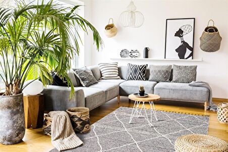 Eko Halı Soho Sh 02 Grey Hav Toz Vermez Hasır Dokuma Modern Makine Halısı