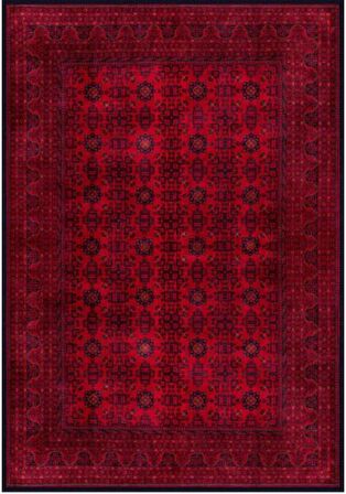 Çam Halı Gloria TD410 Bordo Afgan Desen Dokuma Saçaklı Kilim