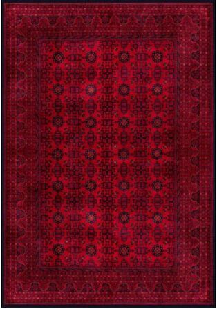 Çam Halı Gloria TD410 Bordo Afgan Desen Dokuma Saçaklı Kilim