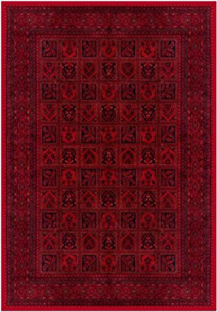 Çam Halı Gloria TD720 Bordo Afgan Desen Dokuma Saçaklı Kilim