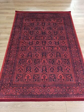 Çam Halı Gloria TD720 Bordo Afgan Desen Dokuma Saçaklı Kilim