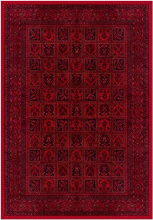 Çam Halı Gloria TD720 Bordo Afgan Desen Dokuma Saçaklı Kilim