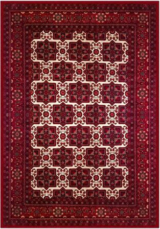 Çam Halı Gloria TD722 Bordo Afgan Desen Dokuma Saçaklı Kilim