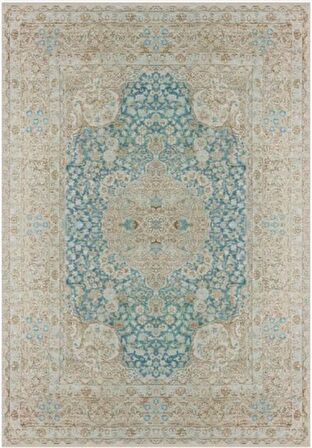 Çam Halı Gloria TD752 Mavi Klasik Desen Dokuma Saçaklı Kilim