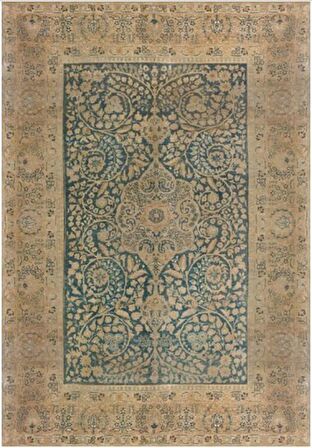 Çam Halı Gloria TD738 Mavi Klasik Desen Dokuma Saçaklı Kilim