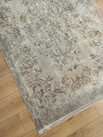 Çam Halı Gloria TD116 Bej Vintage Eskitme Desen Dokuma Saçaklı Kilim