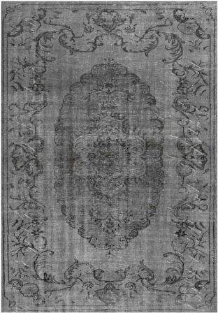 Çam Halı Gloria TD131 Gri Vintage Eskitme Desen Dokuma Saçaklı Kilim