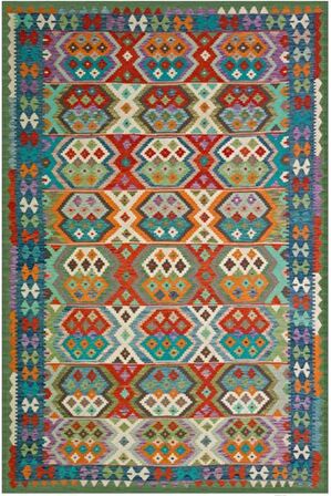 Çam Halı Gloria TD748 Multi Etnik Desen Dokuma Saçaklı Kilim