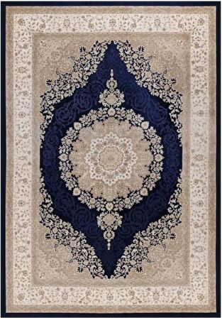 Çam Halı Gloria TD328 Lacivert Klasik Desen Dokuma Saçaklı Kilim