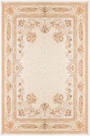 Çam Halı Gloria TD68801 Bej Klasik Desen Dokuma Saçaklı Kilim