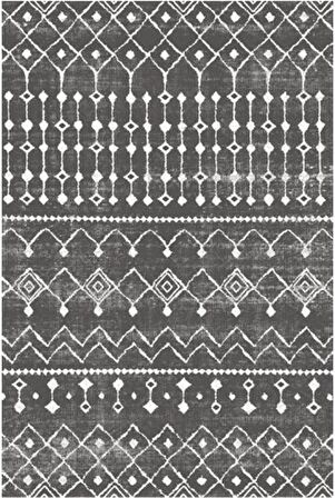 Çam Halı Gloria TD86202 Gri İskandinav Tarzı Dokuma Saçaklı Kilim