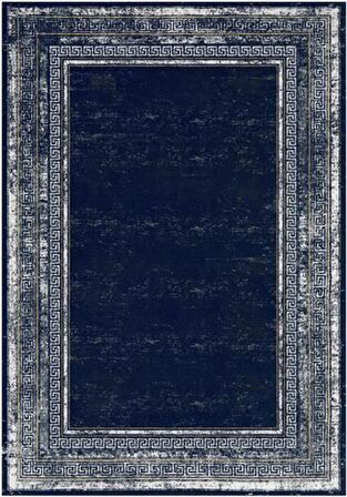 Çam Halı Gloria TD67301 Lacivert Art Deco Versace Desen Dokuma Saçaklı Kilim