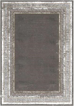 Çam Halı Gloria TD67303 Gri Art Deco Versace Desen Dokuma Saçaklı Kilim