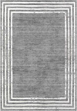 Çam Halı Gloria TD716 Gri Art Deco Modern Desen Dokuma Saçaklı Kilim