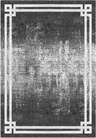 Çam Halı Gloria TD71703 Siyah Art Deco Modern Desen Dokuma Saçaklı Kilim