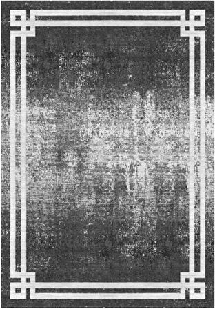 Çam Halı Gloria TD713 Antrasit Mavi Art Deco Modern Desen Dokuma Saçaklı Kilim