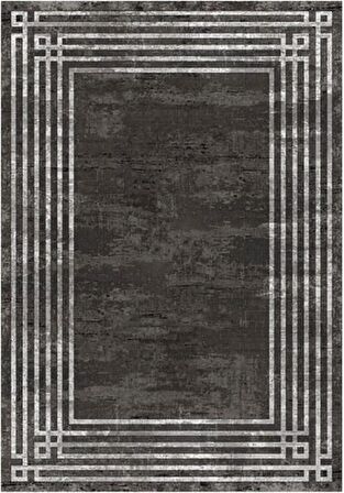 Çam Halı Gloria TD954 Siyah Art Deco Modern Desen Dokuma Saçaklı Kilim