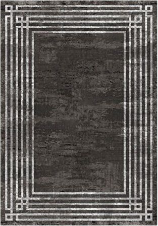 Çam Halı Gloria TD954 Siyah Art Deco Modern Desen Dokuma Saçaklı Kilim