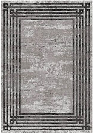 Çam Halı Gloria TD95402 Gri Art Deco Modern Desen Dokuma Saçaklı Kilim