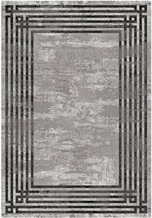 Çam Halı Gloria TD95402 Gri Art Deco Modern Desen Dokuma Saçaklı Kilim