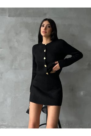 KALP DÜĞMELİ ETEKLİ Triko Takım, Alt Üst Takım