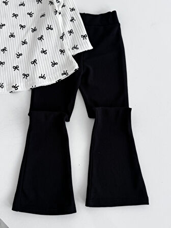 Omuz Fırfırlı Fitilli  İspanyol Paça Leopar Kız İkili Takım