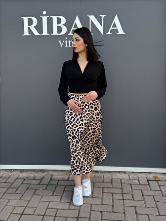 Desenli Saten Etek 8031