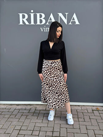 Desenli Saten Etek 8031