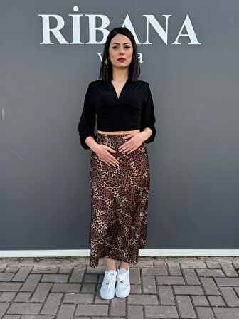 Desenli Saten Etek 8031