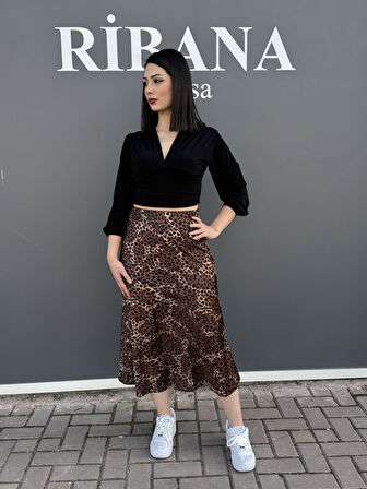 Desenli Saten Etek 8031