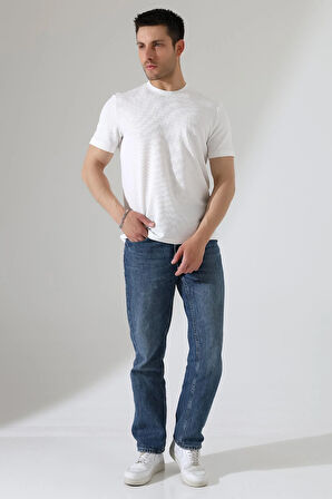 Erkek Fitilli Slim Fit Bisiklet Yaka Düz Renk T-Shirt 