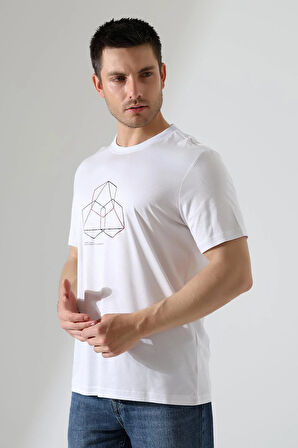 Bisiklet Yaka Kısa Kol, Baskılı T-shirt