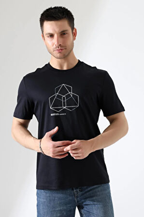 Bisiklet Yaka Kısa Kol, Baskılı T-shirt