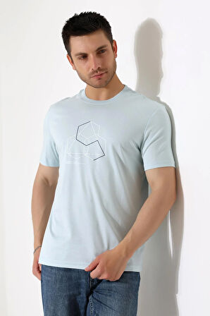 Bisiklet Yaka Kısa Kol, Baskılı T-shirt