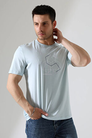 Bisiklet Yaka Kısa Kol, Baskılı T-shirt