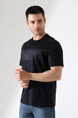 Sıfır Yaka Baskılı Erkek T-shirt