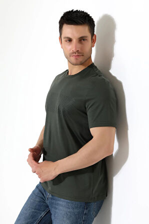 Sıfır Yaka Baskılı Erkek T-shirt