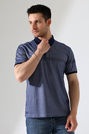 Fermuar Detaylı Desenli Pamuklu Polo Yaka T-shirt
