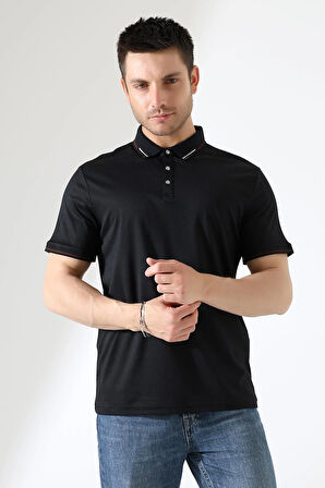 Erkek Çıt Çıt Detaylı Pamuklu Polo Yaka T-shirt