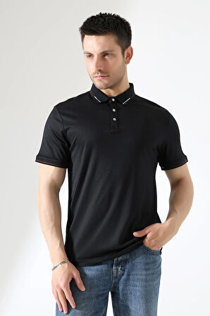 Erkek Çıt Çıt Detaylı Pamuklu Polo Yaka T-shirt