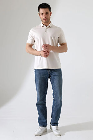 Erkek Çıt Çıt Detaylı Pamuklu Polo Yaka T-shirt