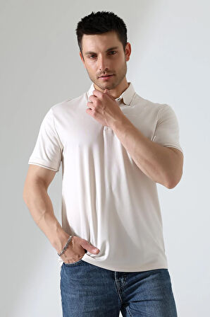 Erkek Çıt Çıt Detaylı Pamuklu Polo Yaka T-shirt