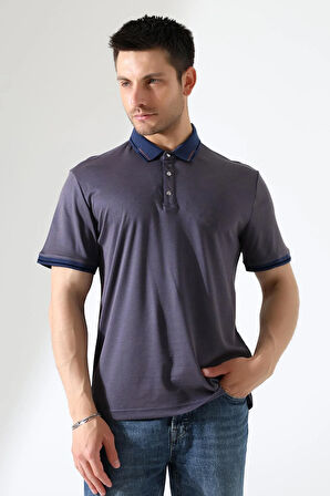 Erkek Çıt Çıt Detaylı Pamuklu Polo Yaka T-shirt