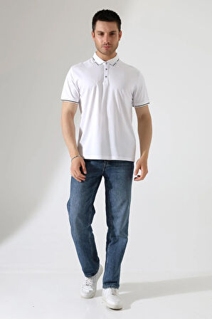 Erkek Çıt Çıt Detaylı Pamuklu Polo Yaka T-shirt