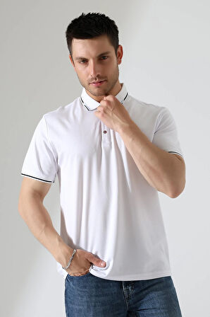 Erkek Çıt Çıt Detaylı Pamuklu Polo Yaka T-shirt